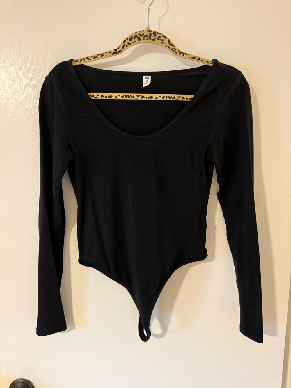bp Black Long-Sleeve Scoop Bodysuit